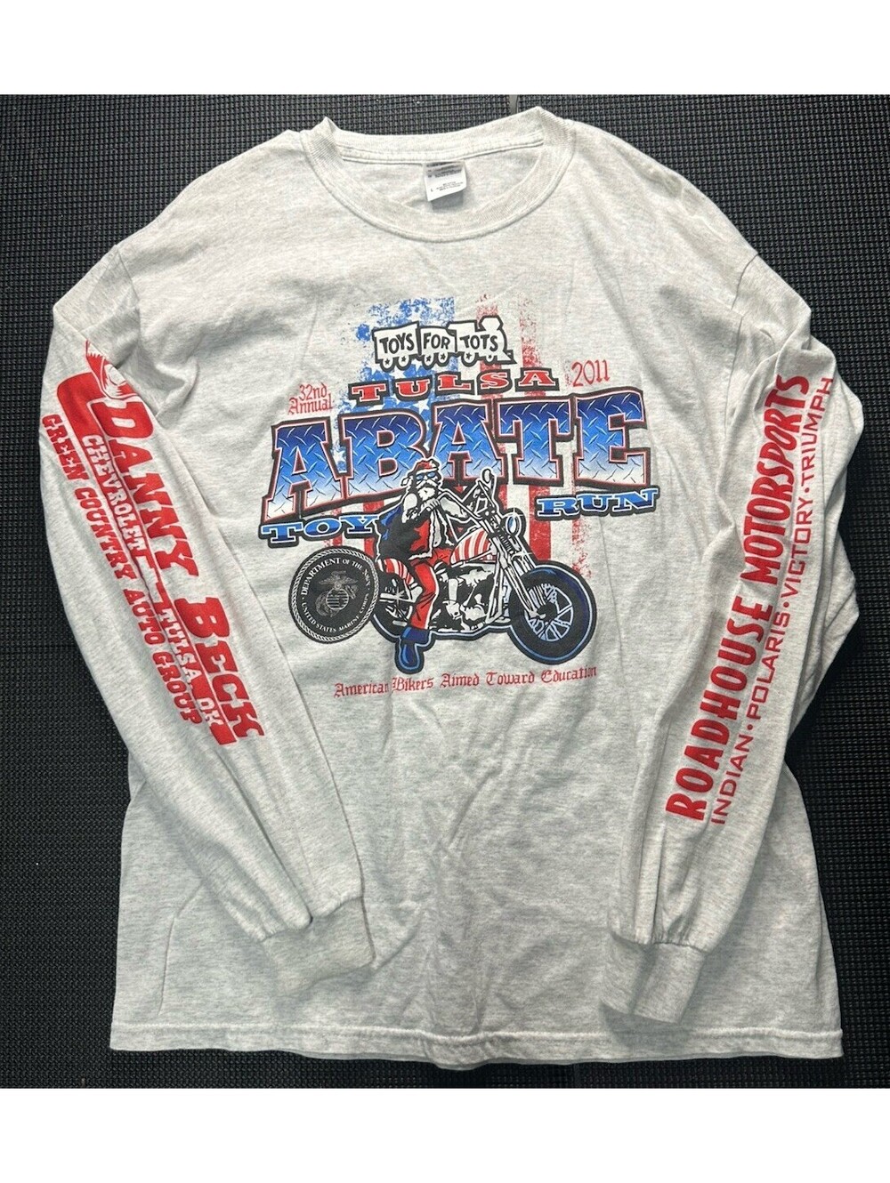 Vintage 2011 Tulsa ABATE Biker Long Sleeve T Shirt USA Motorcycle L